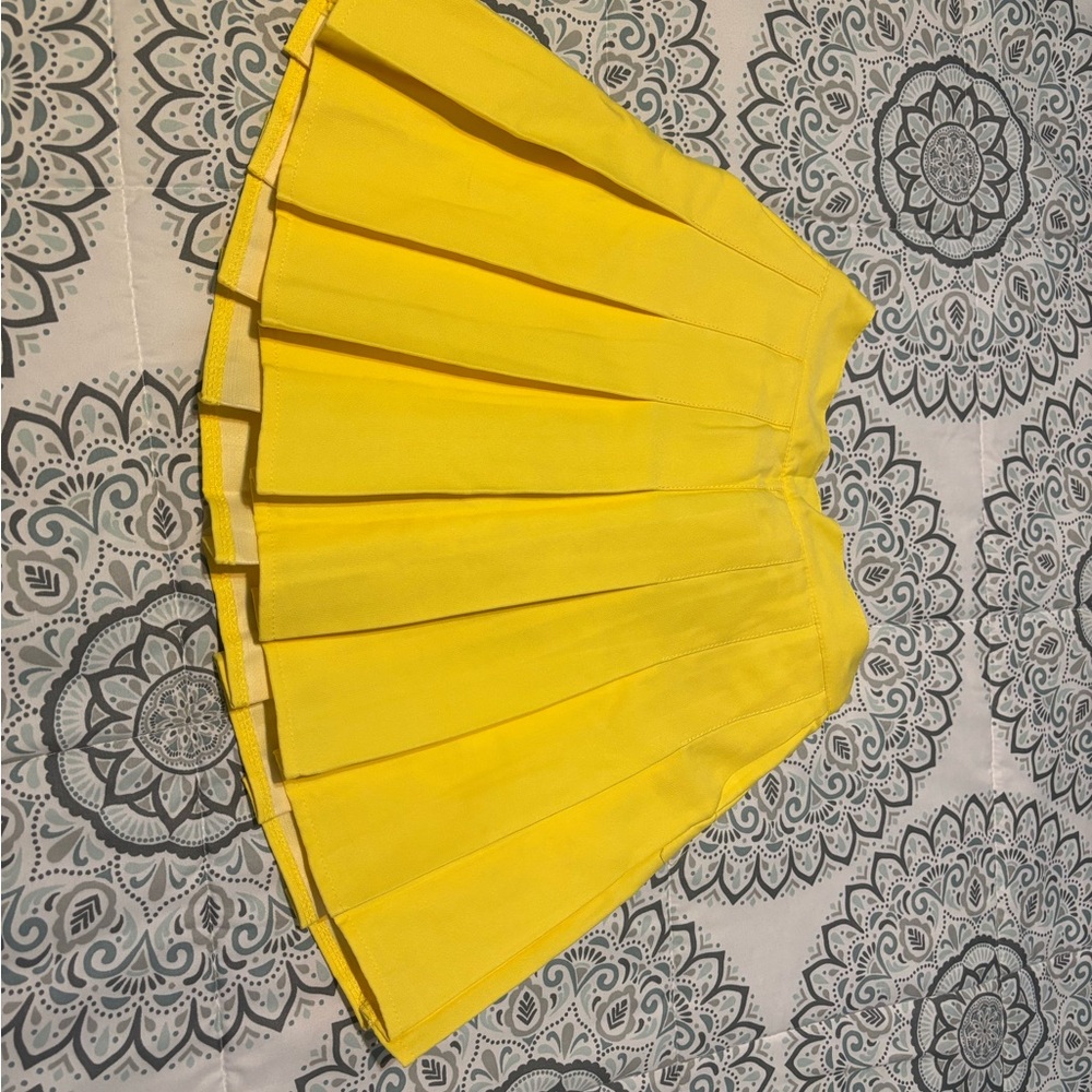Yellow Pleated Kids Skirt